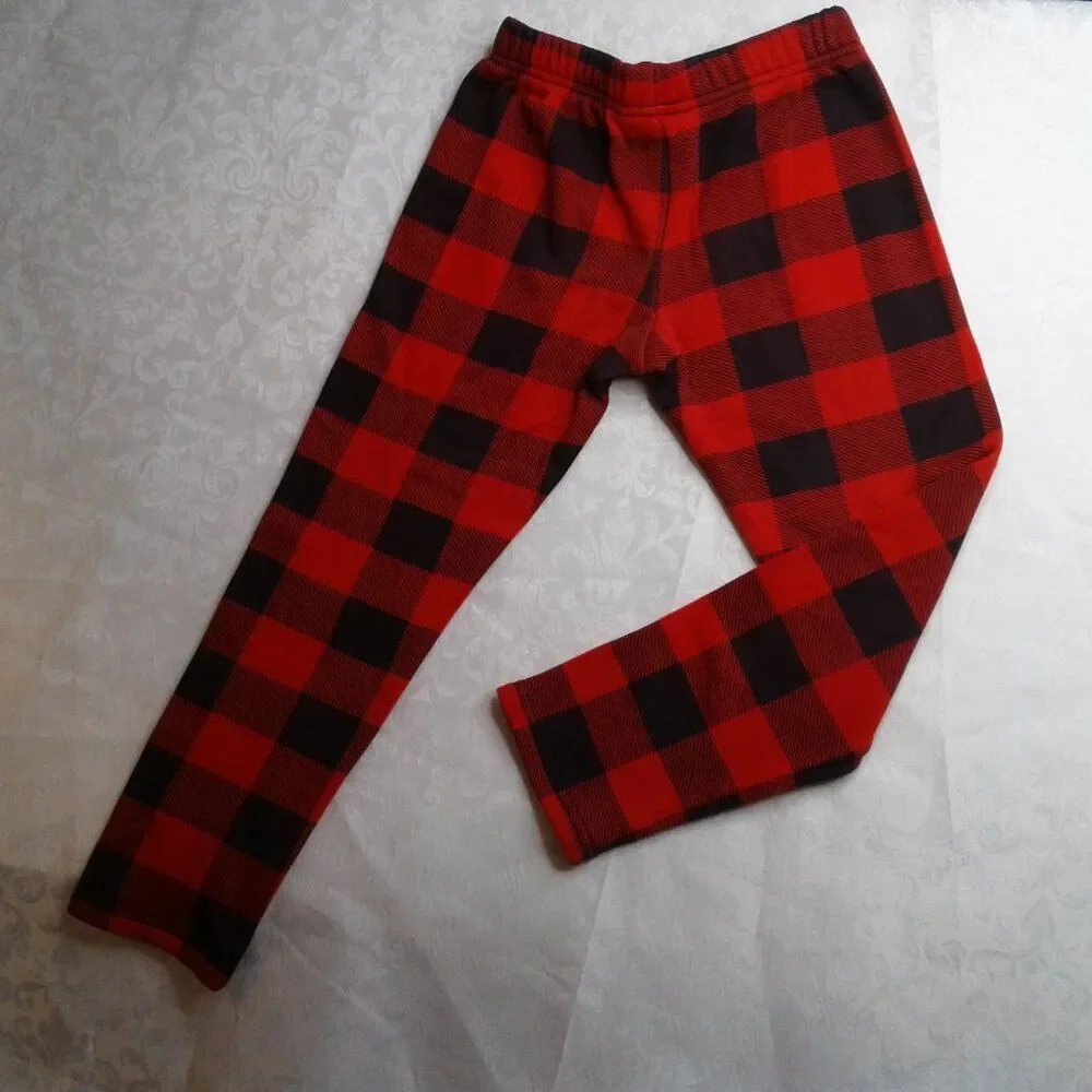 Carter’s KID GIrls Red & Black Buffalo Plaid Capri Fleece Lined Leggings Size 7